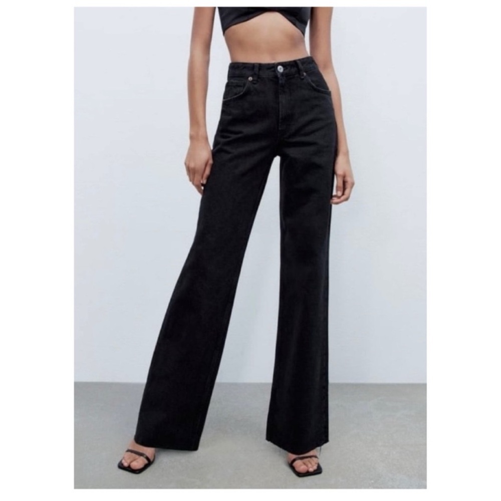 Zara Black High Waisted Wide Leg Women's Jeans
